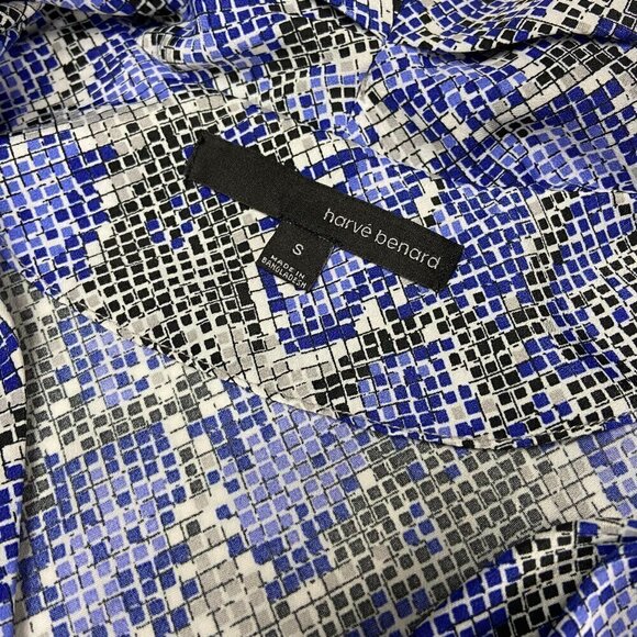 Harve Benard Blue Black Sleeveless Summer Blouse, Small - Picture 3 of 9